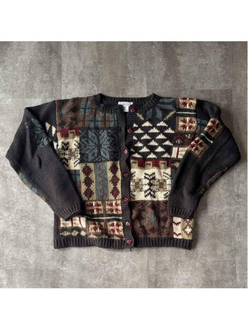 Vintage Gallagher Knit Cardigan Womens XL Cottage Grandma